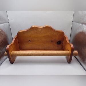 Vintage Wooden Paper Towel Holder Wall Mount Country Farmhouse 13” Handmade